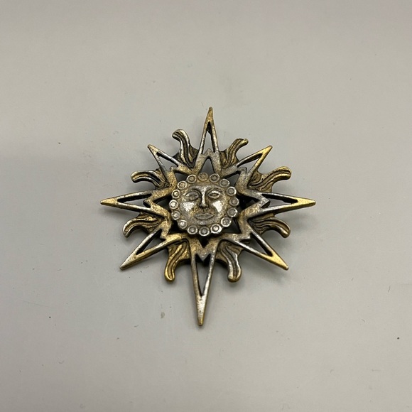 Jewelry - Gold and Silver Sunburst Brooch